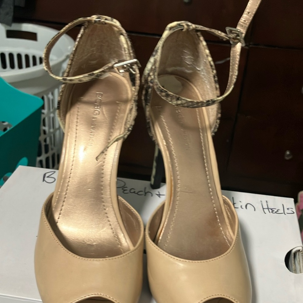 BCBGeneration Cream Ankle Strap Heels